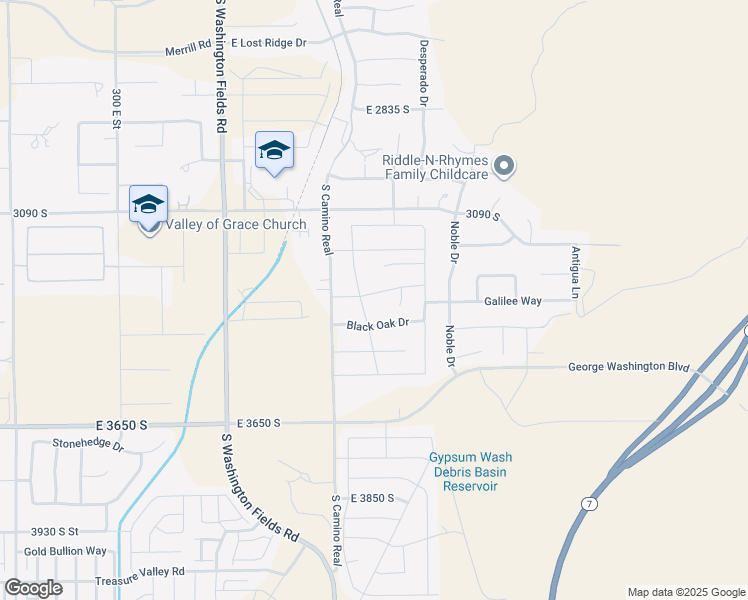 map of restaurants, bars, coffee shops, grocery stores, and more near 3339 South Bronco Drive in Washington