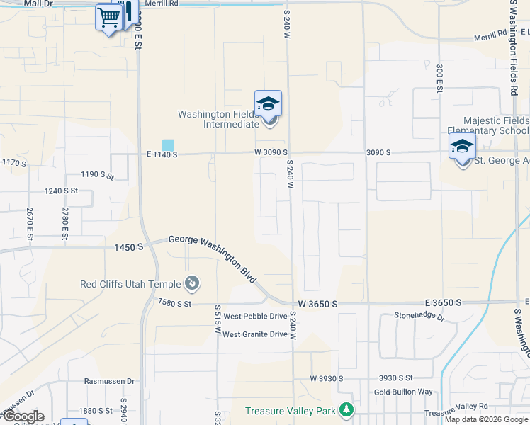 map of restaurants, bars, coffee shops, grocery stores, and more near 3301 South 355 West in Washington