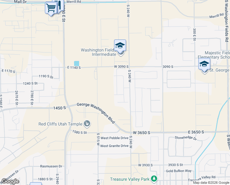 map of restaurants, bars, coffee shops, grocery stores, and more near 3298 South 355 West in Washington