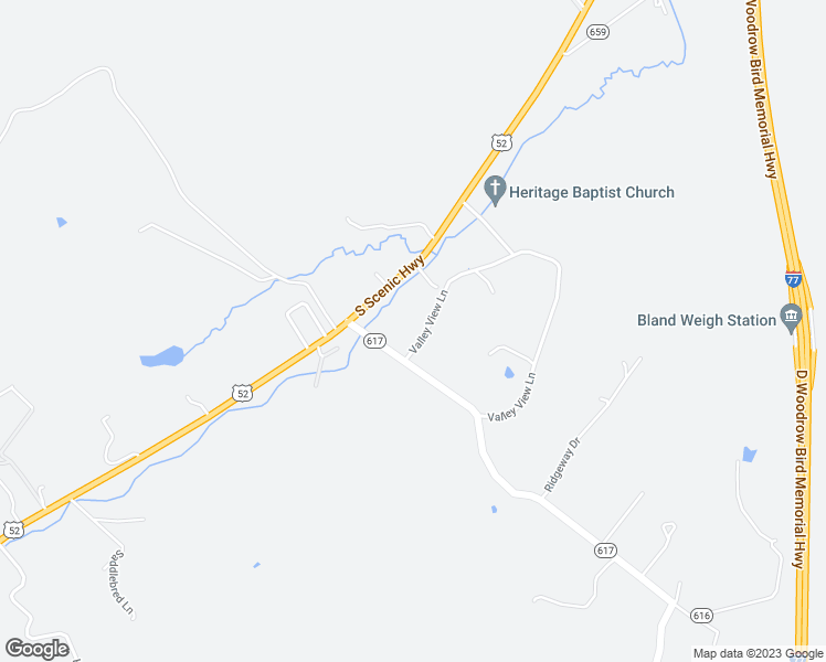 map of restaurants, bars, coffee shops, grocery stores, and more near 59 Valley View Lane in Bland