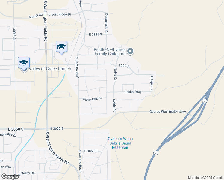 map of restaurants, bars, coffee shops, grocery stores, and more near South Noble Drive in Washington