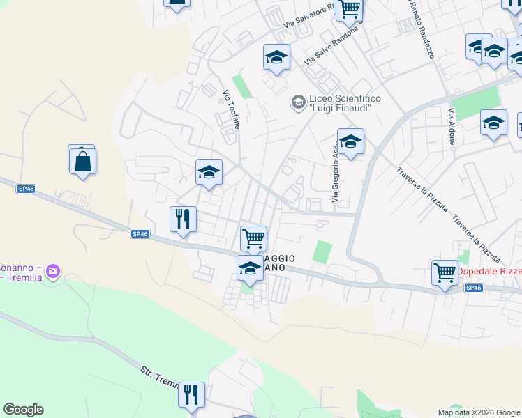 map of restaurants, bars, coffee shops, grocery stores, and more near 37 Via Madonie in Siracusa