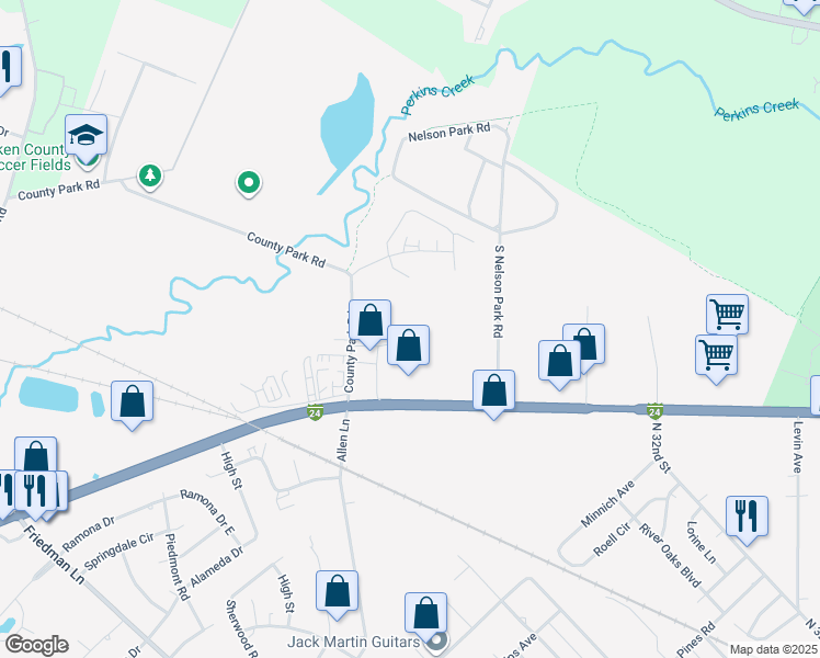 map of restaurants, bars, coffee shops, grocery stores, and more near 148 County Park Road in Paducah
