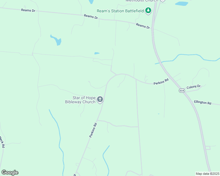 map of restaurants, bars, coffee shops, grocery stores, and more near 27689 Perkins Road in Petersburg
