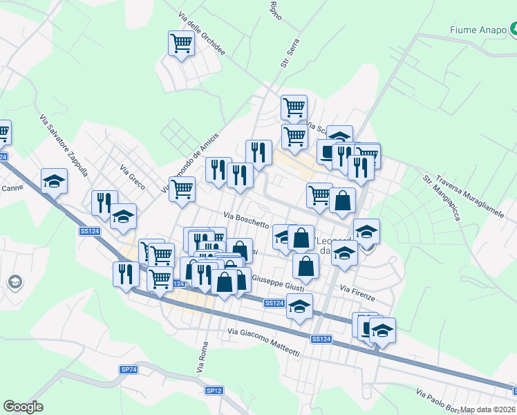 map of restaurants, bars, coffee shops, grocery stores, and more near 3 Largo Padre Columba in Floridia