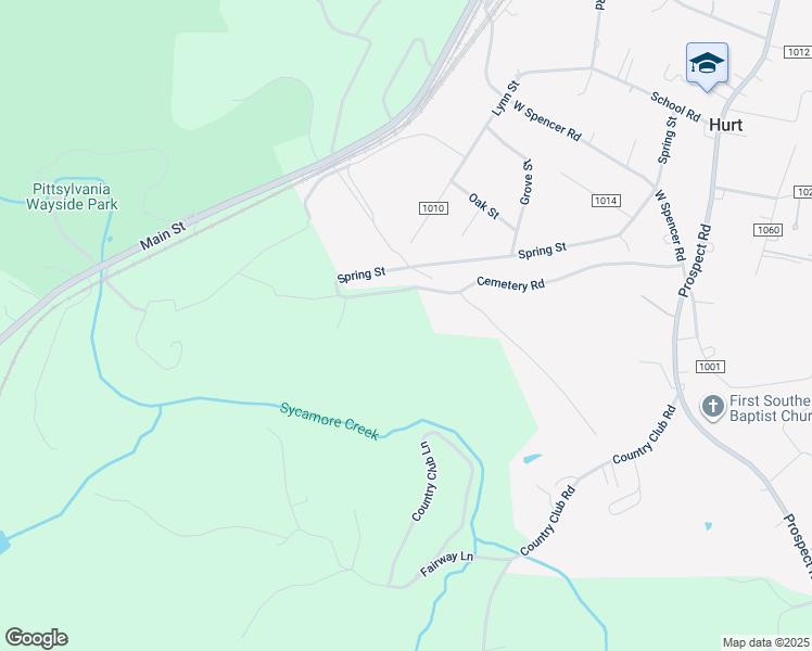 map of restaurants, bars, coffee shops, grocery stores, and more near 777 Cemetery Road in Hurt