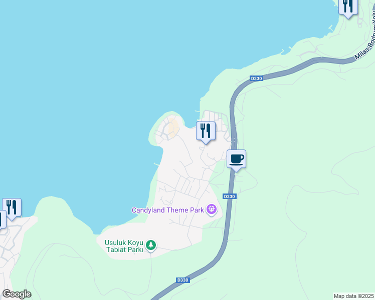 map of restaurants, bars, coffee shops, grocery stores, and more near Kaynar Caddesi in Bodrum