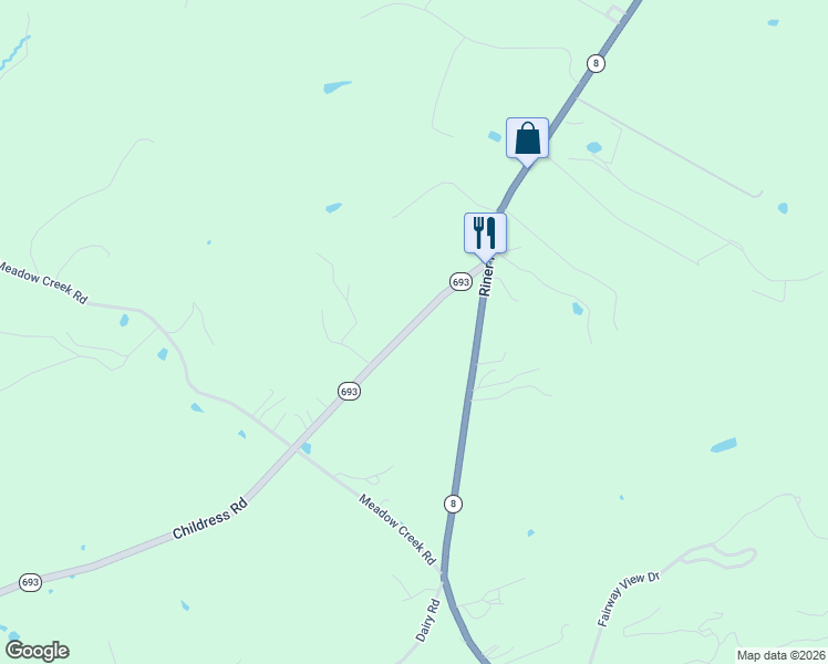 map of restaurants, bars, coffee shops, grocery stores, and more near 2121 Childress Road in Christiansburg