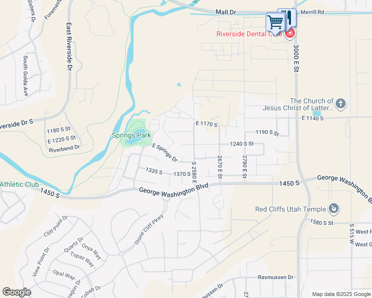 map of restaurants, bars, coffee shops, grocery stores, and more near 2546 East 1240 South in St. George