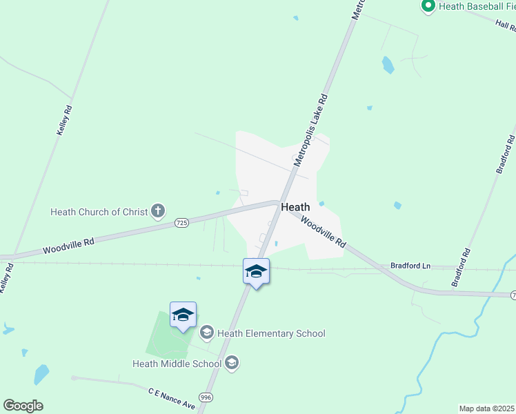 map of restaurants, bars, coffee shops, grocery stores, and more near 9755 Woodville Road in Kevil