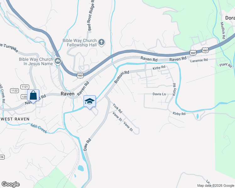 map of restaurants, bars, coffee shops, grocery stores, and more near Little St in Raven