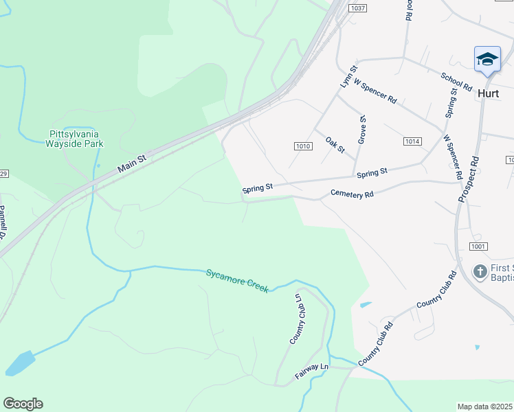 map of restaurants, bars, coffee shops, grocery stores, and more near 781 Cemetery Road in Hurt