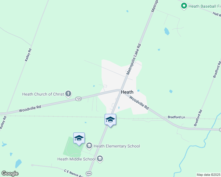 map of restaurants, bars, coffee shops, grocery stores, and more near 9755 Woodville Road in Kevil
