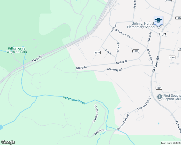 map of restaurants, bars, coffee shops, grocery stores, and more near 761 Cemetery Road in Hurt