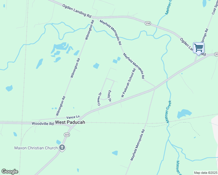 map of restaurants, bars, coffee shops, grocery stores, and more near 4925 Emily Drive in West Paducah