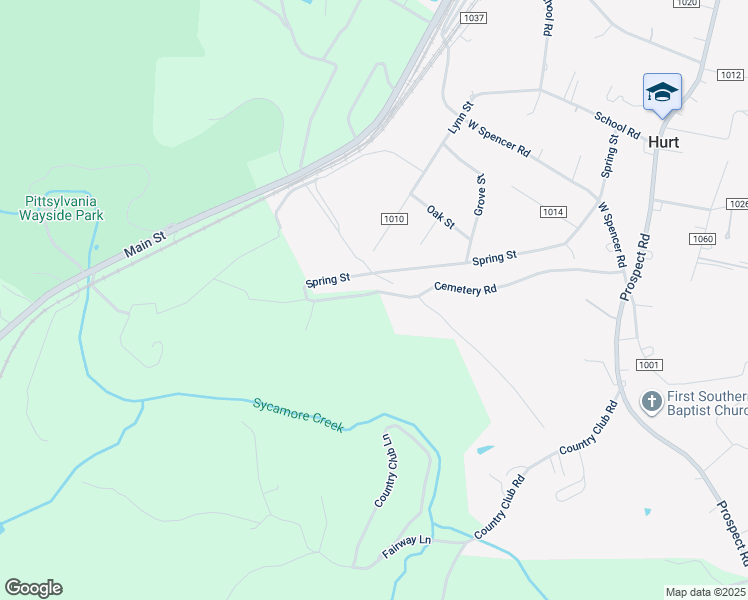 map of restaurants, bars, coffee shops, grocery stores, and more near 777 Cemetery Road in Hurt