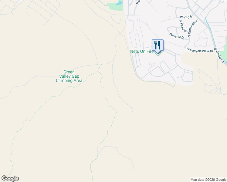 map of restaurants, bars, coffee shops, grocery stores, and more near 1111 Plantations Drive in St. George