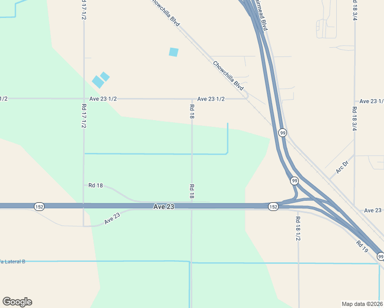 map of restaurants, bars, coffee shops, grocery stores, and more near Road 18 in Chowchilla