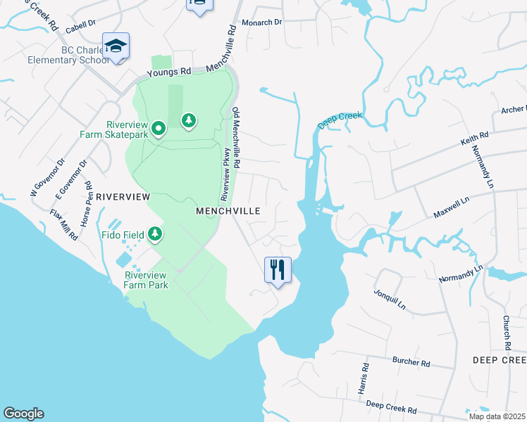 map of restaurants, bars, coffee shops, grocery stores, and more near 361 Wood Duck Lane in Newport News