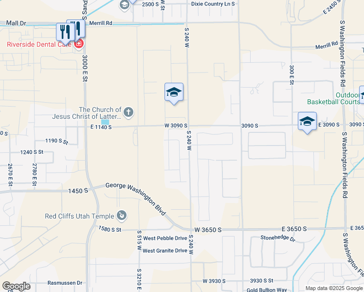 map of restaurants, bars, coffee shops, grocery stores, and more near 3193 South 300 West in Washington
