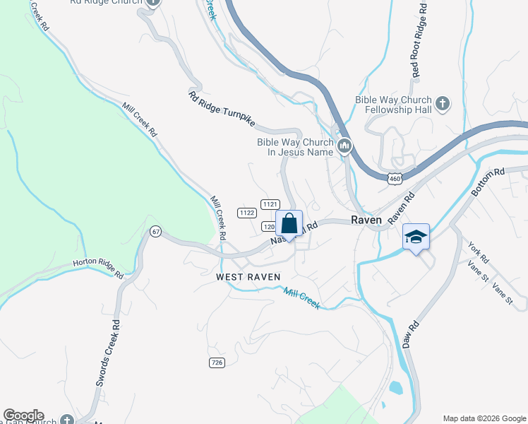 map of restaurants, bars, coffee shops, grocery stores, and more near 137 State Road 1121 in Raven