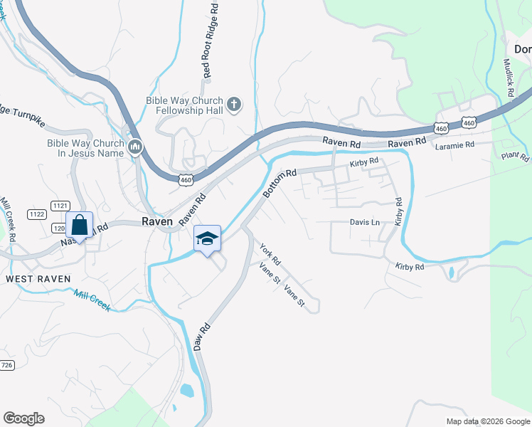 map of restaurants, bars, coffee shops, grocery stores, and more near Little Street in Raven