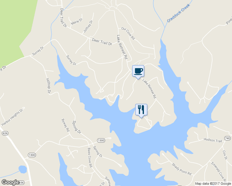 map of restaurants, bars, coffee shops, grocery stores, and more near 118 Fawn Haven Lane in Huddleston