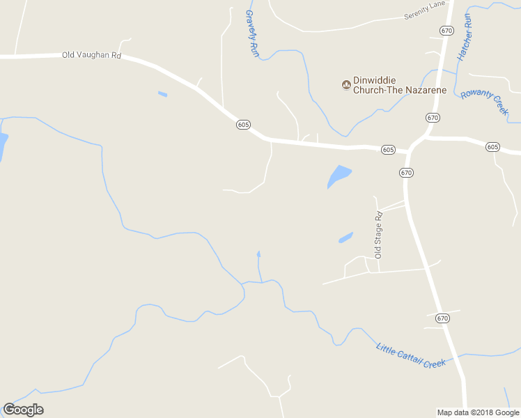 map of restaurants, bars, coffee shops, grocery stores, and more near 24217 Old Vaughan Road in Dinwiddie
