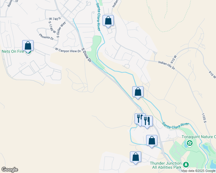 map of restaurants, bars, coffee shops, grocery stores, and more near in St. George