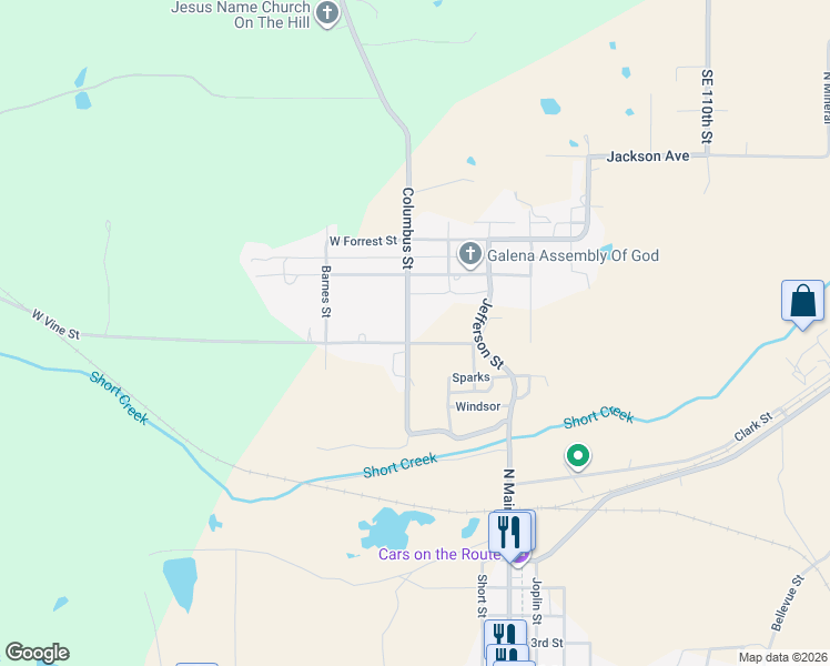 map of restaurants, bars, coffee shops, grocery stores, and more near 800 Columbus Street in Galena