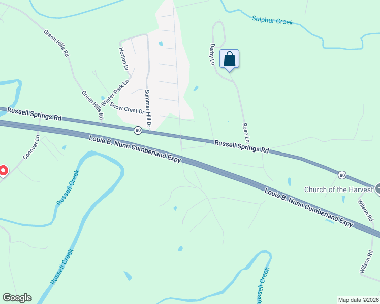 map of restaurants, bars, coffee shops, grocery stores, and more near Russell Creek Road in Columbia