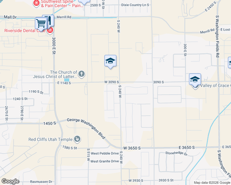 map of restaurants, bars, coffee shops, grocery stores, and more near 3193 South 300 West in Washington