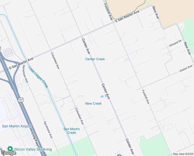 map of restaurants, bars, coffee shops, grocery stores, and more near 12875 Center Avenue in San Martin