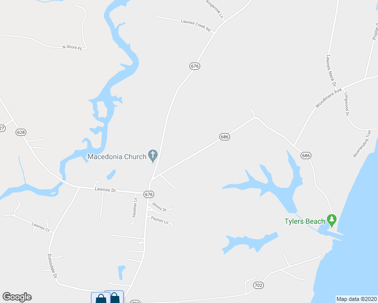 map of restaurants, bars, coffee shops, grocery stores, and more near 14181 Tylers Beach Road in Smithfield