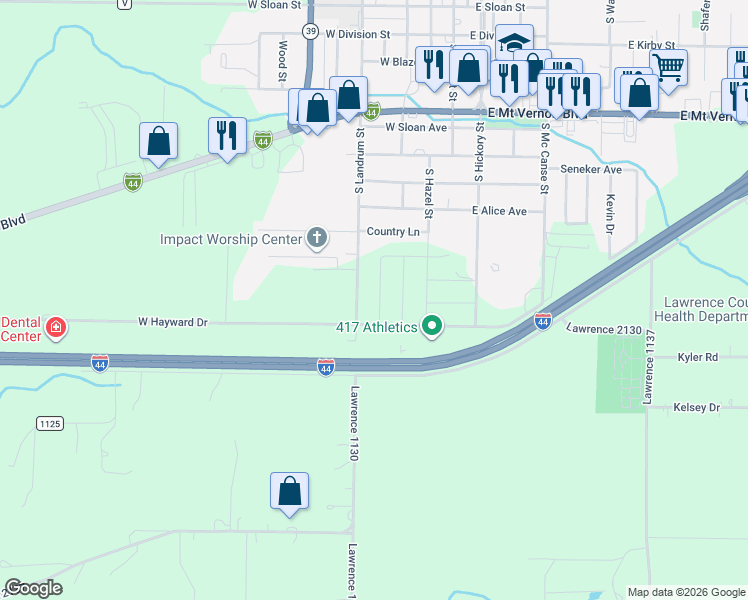 map of restaurants, bars, coffee shops, grocery stores, and more near 320 West Hayward Drive in Mount Vernon