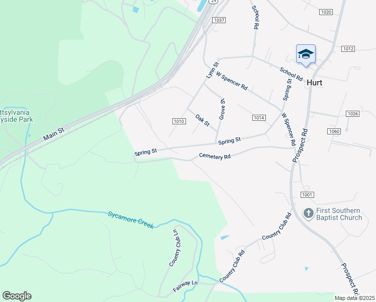 map of restaurants, bars, coffee shops, grocery stores, and more near 710 Spring Street in Hurt