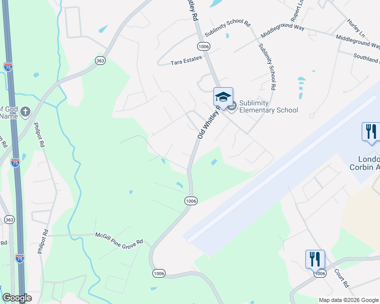 map of restaurants, bars, coffee shops, grocery stores, and more near 2115 Old Whitley Road in London