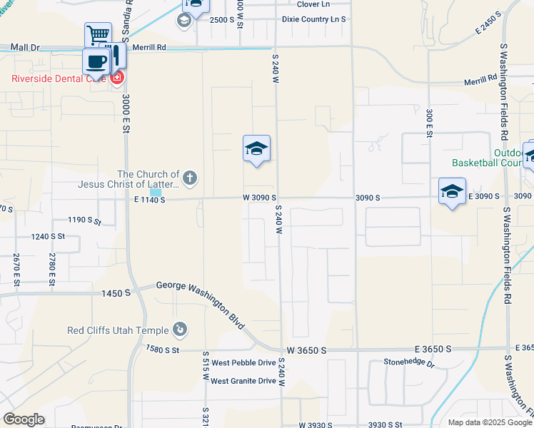 map of restaurants, bars, coffee shops, grocery stores, and more near 3193 South 300 West in Washington