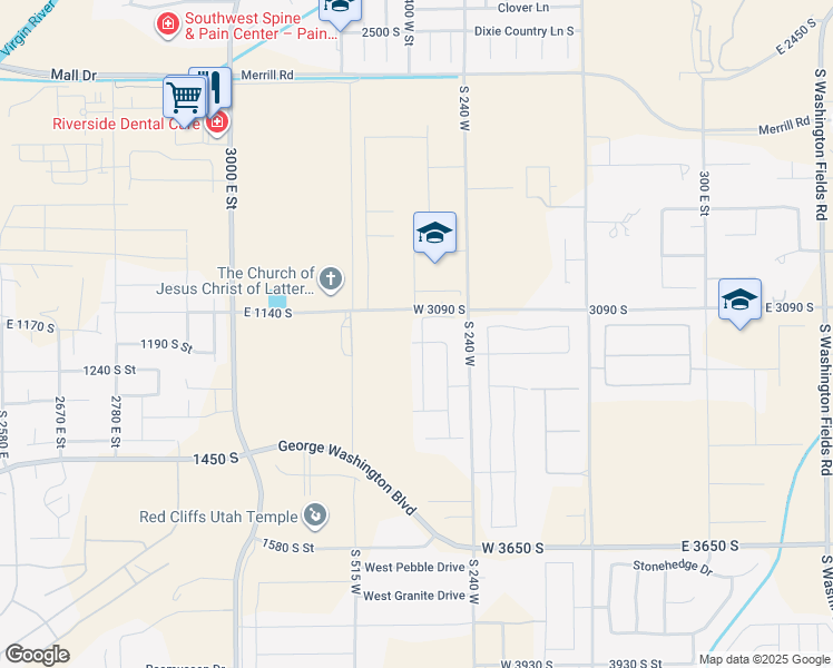 map of restaurants, bars, coffee shops, grocery stores, and more near 3134 South 355 West in Washington