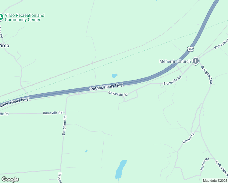 map of restaurants, bars, coffee shops, grocery stores, and more near 1115 Bruceville Road in Meherrin