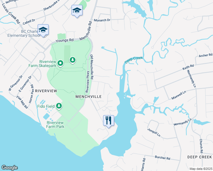 map of restaurants, bars, coffee shops, grocery stores, and more near 350 Wood Duck Lane in Newport News