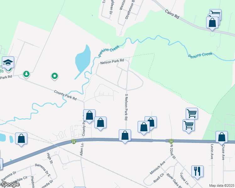map of restaurants, bars, coffee shops, grocery stores, and more near 201 Greenway Village Village in Paducah