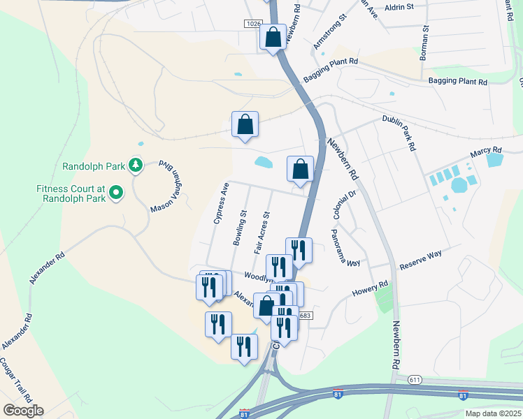 map of restaurants, bars, coffee shops, grocery stores, and more near 5233 Fair Acres Street in Dublin