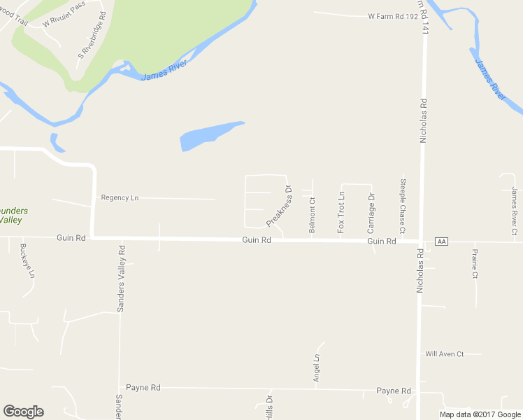 map of restaurants, bars, coffee shops, grocery stores, and more near 1500 Coach House Court in Nixa