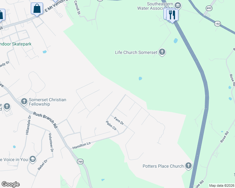 map of restaurants, bars, coffee shops, grocery stores, and more near 82 Bellereve Drive in Somerset