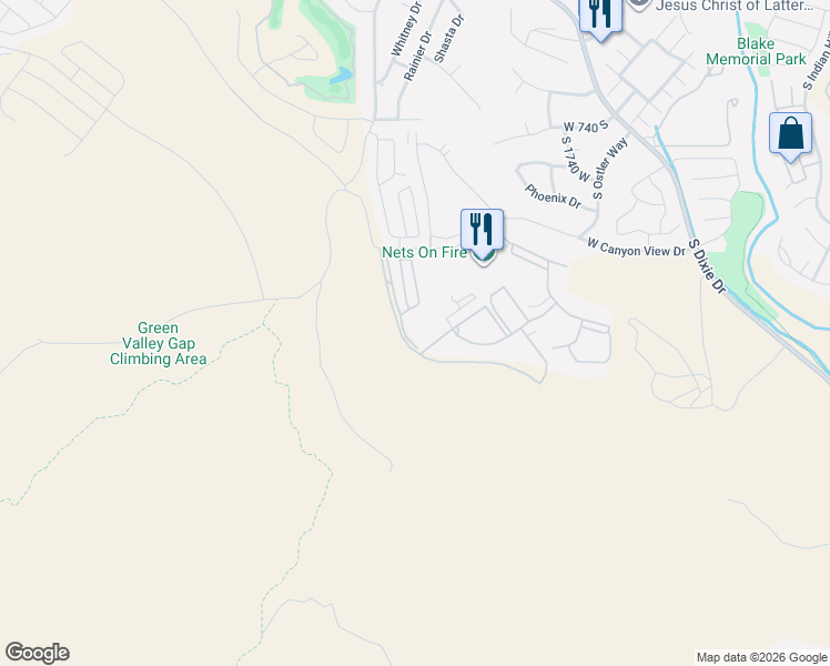 map of restaurants, bars, coffee shops, grocery stores, and more near in St. George