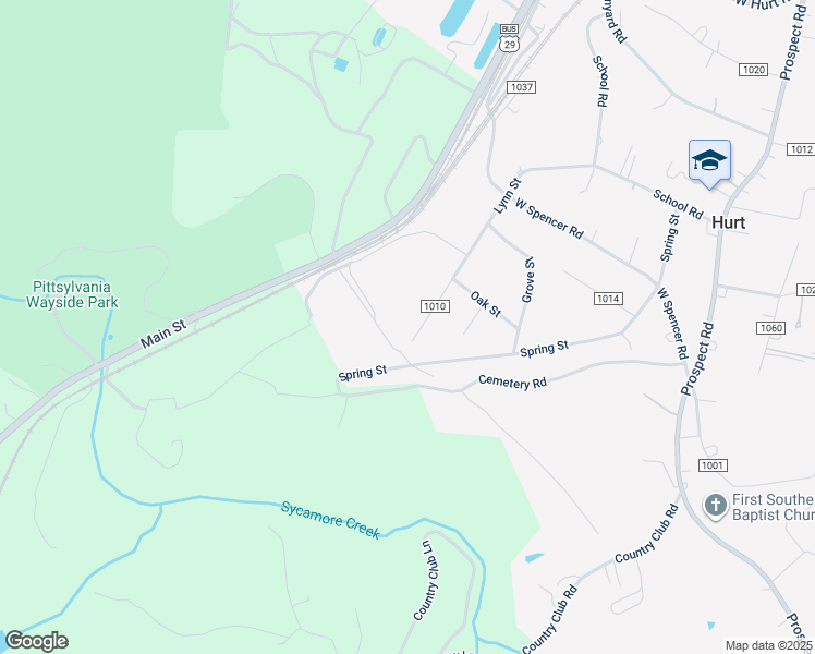 map of restaurants, bars, coffee shops, grocery stores, and more near 617 Lynn Street in Hurt