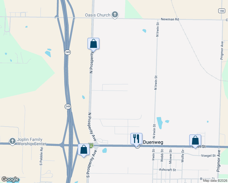map of restaurants, bars, coffee shops, grocery stores, and more near in Duenweg