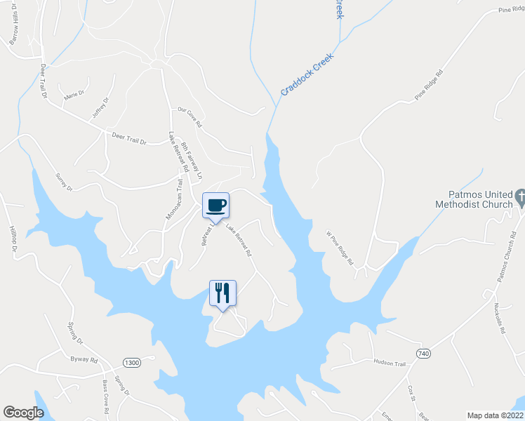 map of restaurants, bars, coffee shops, grocery stores, and more near 1000-1098 Mariners Way in Huddleston