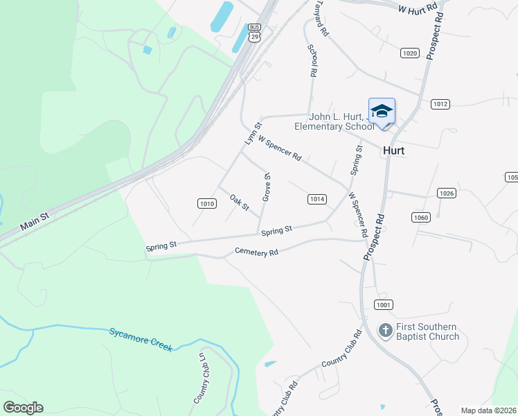 map of restaurants, bars, coffee shops, grocery stores, and more near 205 Grove Street in Hurt